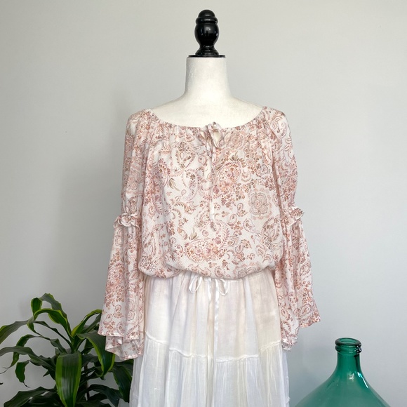 *SOLD* Floral boho peasant top - Size L - Picture 1 of 9